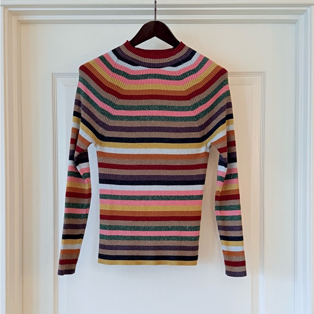 Boden Multicolor Striped Sweater with Subtle Sparkle